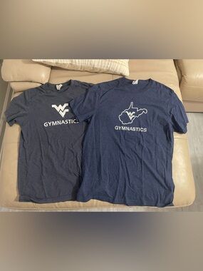 WVU Gymnastics Graphic Tee Shirts- Navy Blue/Grey